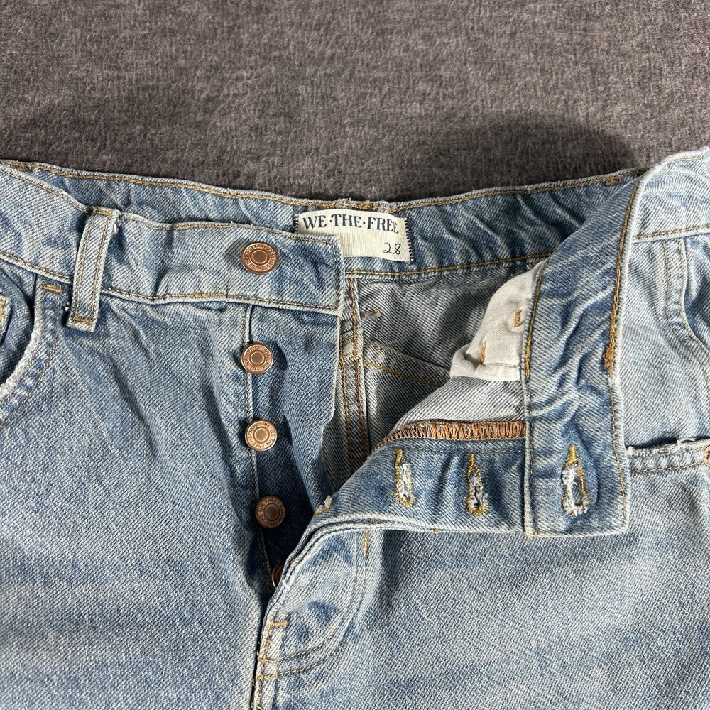 We The Free Good Luck Mid-Rise Barrel Jeans Size 28 Boho Hippie Button Fly - Picture 7 of 10